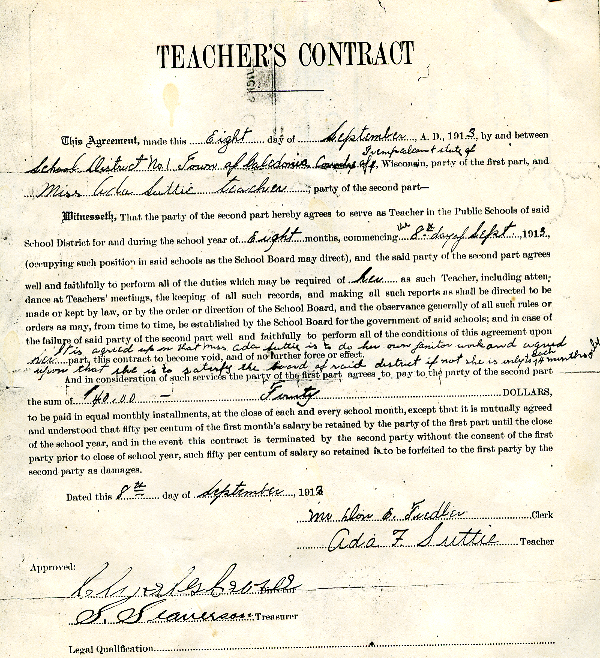 1913 teacher contract